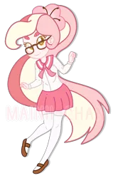 Size: 1470x2313 | Tagged: safe, artist:maiii-san, derpibooru import, oc, oc:cherry bloom, unofficial characters only, equestria girls, clothes, equestria girls-ified, female, glasses, image, png, simple background, skirt, smiling, solo, transparent background