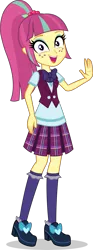 Size: 1155x3114 | Tagged: safe, artist:sebisscout1997, derpibooru import, sour sweet, equestria girls, bow, clothes, crystal prep academy, crystal prep academy uniform, crystal prep shadowbolts, female, freckles, happy, image, looking at you, pleated skirt, png, ponytail, school uniform, skirt, solo, vector