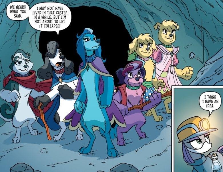 Size: 941x724 | Tagged: safe, derpibooru import, idw, maud pie, diamond dog, spoiler:comic, spoiler:comicannual2021, ambrosia muffinbuns, female, female diamond dog, fiona floppyears, image, indiana embereyes, jennino lanternlight, jpeg, katherina proudpaws, moonbeam twinkletail, season 10