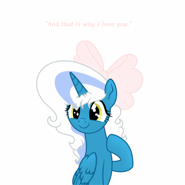 Size: 1024x1024 | Tagged: safe, artist:riofluttershy, derpibooru import, oc, oc:fleurbelle, alicorn, pony, adorabelle, alicorn oc, bow, cute, female, hair bow, horn, image, jpeg, mare, ocbetes, speech, talking, wingding eyes, wings, yellow eyes