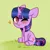 Size: 1024x1024 | Tagged: safe, artist:maryzet, edit, editor:anonymous, twilight sparkle, pony, unicorn, :p, blushing, chibi, curved horn, cute, female, grass, heart, horn, image, looking at you, mare, one eye closed, png, sitting, solo, tongue out, twiabetes, unicorn twilight, wingless, wingless edit, wink, winking at you