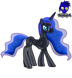 Size: 3840x4154 | Tagged: safe, artist:damlanil, derpibooru import, princess luna, alicorn, pony, bdsm, blushing, bondage, bondage mask, boots, bound wings, catsuit, clothes, collar, corset, ethereal mane, female, gag, galaxy mane, gimp suit, happy, high heels, hood, horn, image, latex, latex boots, latex suit, mare, muzzle gag, png, rubber, rubber suit, shiny, shiny mane, shoes, show accurate, simple background, socks, solo, thigh highs, transparent background, vector, wings