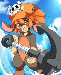 Size: 1935x2400 | Tagged: safe, artist:picklescatt, derpibooru import, goat, them's fightin' herds, anchor, bipedal, cap, cloven hooves, community related, female, guilty gear, hat, image, jpeg, looking at you, may (guilty gear), shanty (tfh), solo, water