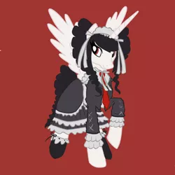 Size: 1000x1000 | Tagged: safe, artist:rantaro, derpibooru import, princess celestia, alicorn, pony, celestia ludenberg, clothes, cosplay, costume, crossover, danganronpa, dress, female, image, mare, namesake, png, pun, red background, simple background, solo, visual pun