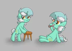 Size: 4668x3297 | Tagged: safe, artist:background basset, derpibooru import, lyra heartstrings, pony, unicorn, bipedal, bipedal leaning, bottle, coke bottle, drinking, female, filly, filly lyra, glass bottle, image, leaning, png, smiling, solo, stool, younger