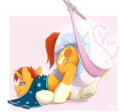 Size: 4500x4175 | Tagged: suggestive, artist:ailoy4, derpibooru import, sunburst, pony, unicorn, cape, clothes, diaper, diaper fetish, face down ass up, fetish, high res, hypnosis, hypnotized, image, lying down, male, non-baby in diaper, png, poofy diaper, raised hoof, raised leg, stallion, tongue out, underhoof