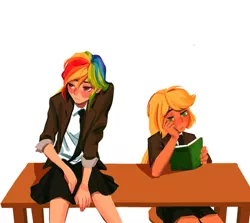 Size: 500x446 | Tagged: artist needed, source needed, safe, derpibooru import, applejack, rainbow dash, human, appledash, female, humanized, image, jpeg, lesbian, shipping