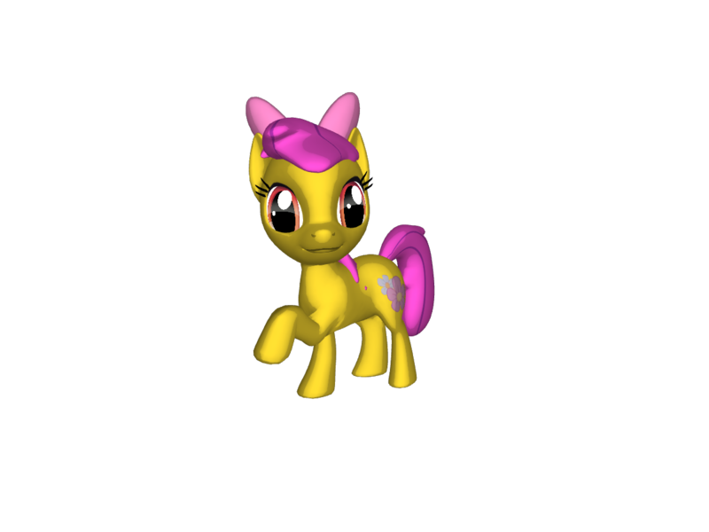 Size: 1200x900 | Tagged: safe, artist:mrbarney94, derpibooru import, apple bloom, earth pony, pony, pony creator, 3d, 3d pony creator, bow, female, filly, g1, g1 style, g4, image, png, ponylumen, raised hoof, raised leg, simple background, transparent background