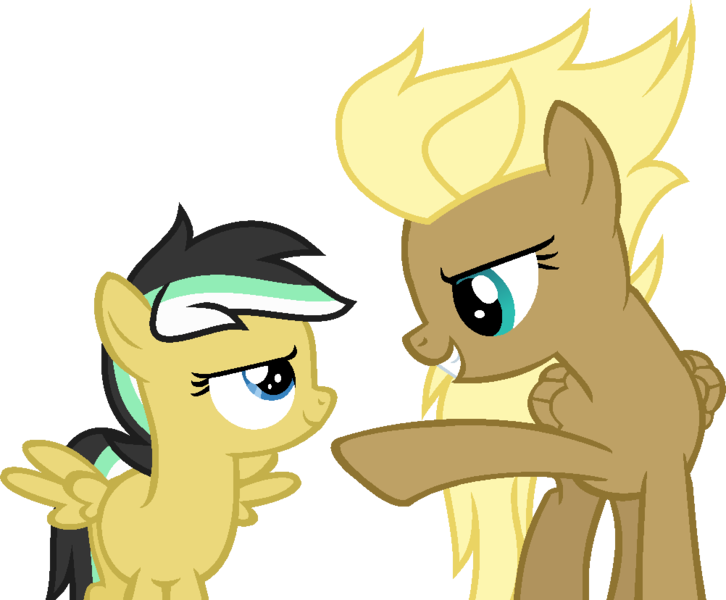 Size: 1002x828 | Tagged: safe, artist:pegasski, derpibooru import, oc, oc:merryweather, unofficial characters only, pegasus, pony, base used, duo, eyelashes, female, grin, image, looking at each other, mare, pegasus oc, png, raised hoof, simple background, smiling, transparent background, wings