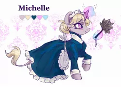 Size: 2104x1518 | Tagged: safe, artist:lunnita_pony, derpibooru import, oc, oc:michelle, unofficial characters only, unicorn, clothes, horn, image, jpeg, leonine tail, maid, solo, unicorn oc