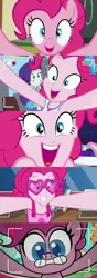Size: 1221x3467 | Tagged: safe, derpibooru import, screencap, pinkie pie, rarity, equestria girls, equestria girls series, make new friends but keep discord, my little pony: pony life, spring breakdown, twilight under the stars, spoiler:eqg series (season 2), spoiler:pony life s02e02, best trends forever: pinkie pie, camera, clothes, geode of shielding, geode of sugar bombs, he wants all of the cakes, heart glasses, image, jpeg, magical geodes, open mouth, pinkie's spring fourth wall break, the crystal capturing contraption