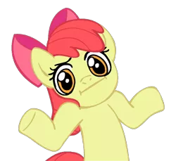 Size: 920x842 | Tagged: safe, derpibooru import, apple bloom, pony, alpha channel, female, filly, image, looking at you, meme, png, shrug, shrugpony, simple background, solo, transparent background