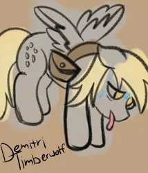 Size: 3000x3500 | Tagged: safe, artist:demitri, derpibooru import, derpy hooves, pony, bag, female, flying, image, jpeg, mare, newbie artist training grounds, saddle bag, solo, sweat, tired, tongue out