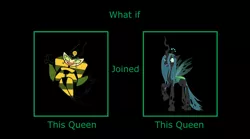 Size: 1378x768 | Tagged: safe, artist:dashiesparkle edit, artist:kayman13, derpibooru import, queen chrysalis, changeling, changeling queen, antagonist, crossover, female, image, jpeg, meme, my life as a teenage robot, vexus, what if