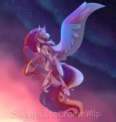 Size: 1280x1344 | Tagged: safe, artist:sugaryicecreammlp, derpibooru import, oc, oc:boreal wish, alicorn, pony, female, flying, image, jpeg, mare, solo