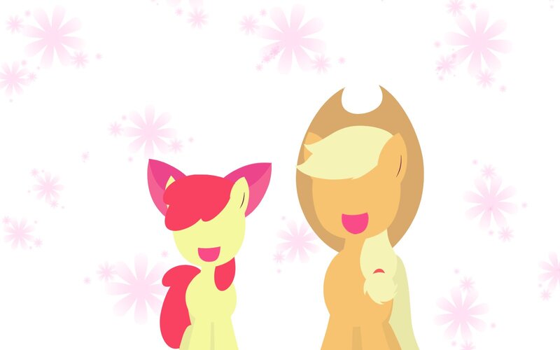 Size: 1600x1000 | Tagged: safe, artist:garammasara, derpibooru import, apple bloom, applejack, earth pony, pony, female, filly, image, jpeg, mare, no eyes, open mouth, open smile, siblings, sisters, smiling