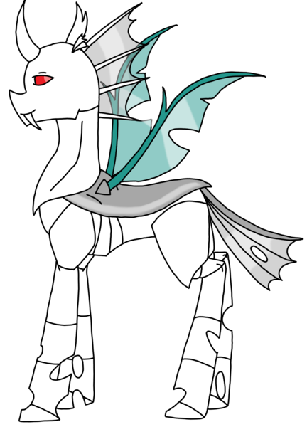 Size: 2589x3595 | Tagged: safe, artist:agdapl, derpibooru import, oc, unofficial characters only, changeling, changeling oc, curved horn, fangs, horn, image, male, png, simple background, solo, transparent background, white changeling, wings