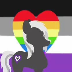 Size: 1000x1000 | Tagged: safe, artist:rockhoppr3, derpibooru import, oc, oc:ace hearts, unofficial characters only, earth pony, pony, asexual, asexual pride flag, blaze (coat marking), coat markings, facial markings, gay pride flag, image, lineless, png, pride, pride flag, silhouette, solo