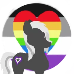 Size: 1000x1000 | Tagged: safe, alternate version, artist:rockhoppr3, derpibooru import, oc, oc:ace hearts, unofficial characters only, earth pony, pony, asexual, asexual pride flag, blaze (coat marking), coat markings, facial markings, gay pride flag, image, lineless, png, pride, pride flag, silhoutte, simple background, solo, transparent background