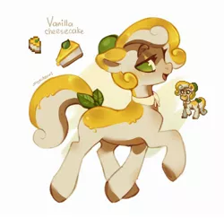 Size: 2302x2240 | Tagged: safe, artist:myscherri, derpibooru import, oc, ponified, unofficial characters only, earth pony, food pony, original species, pony, pony town, cake, cheesecake, female, food, image, jpeg, mare, solo