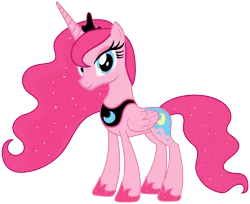 Size: 1920x1565 | Tagged: safe, derpibooru import, edit, vector edit, pinkie pie, princess luna, alicorn, pony, ponyar fusion, crown, fusion, image, jewelry, looking at you, png, recolor, regalia, simple background, smiling, transparent background, vector