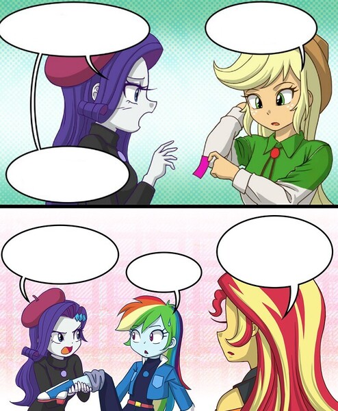 Size: 776x942 | Tagged: safe, artist:uotapo, derpibooru import, applejack, rainbow dash, rarity, sunset shimmer, equestria girls, equestria girls series, clothes, female, french rarity, hat, image, jacket, jpeg, long sleeves, new outfit, template