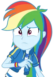 Size: 1806x2616 | Tagged: safe, artist:sketchmcreations, derpibooru import, rainbow dash, equestria girls, equestria girls series, holidays unwrapped, spoiler:eqg series (season 2), clothes, concerned, confused, dashing through the mall, female, frown, geode of super speed, high res, hoodie, image, magical geodes, png, simple background, solo, transparent background, vector