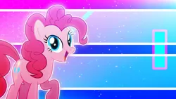 Size: 7680x4320 | Tagged: safe, artist:game-beatx14, artist:illumnious, derpibooru import, edit, pinkie pie, earth pony, pony, female, image, mare, png, smiling, solo, wallpaper, wallpaper edit