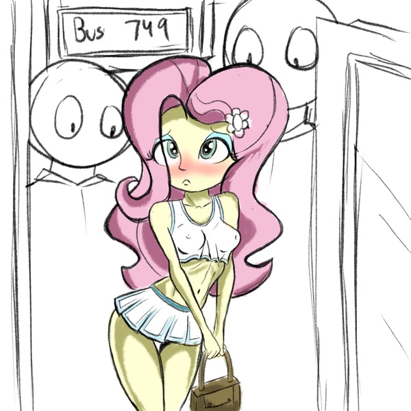 Size: 2048x2048 | Tagged: suggestive, artist:stammis, derpibooru import, fluttershy, equestria girls, clothes, erect nipples, female, image, jpeg, miniskirt, nipple outline, skirt, solo, solo female