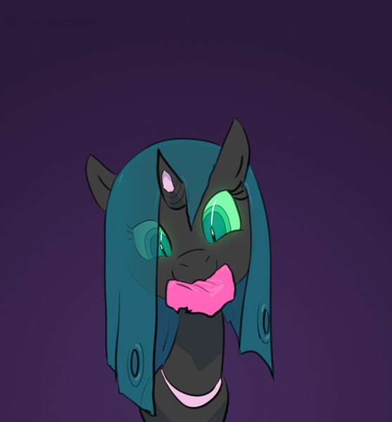 Size: 600x646 | Tagged: safe, artist:carnifex, derpibooru import, queen chrysalis, changeling, bootleg, cricket, image, jpeg, mouth hold, smiling, sports