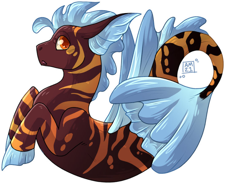 Size: 1280x1048 | Tagged: safe, artist:kittyisawolf, derpibooru import, edit, oc, unofficial characters only, seapony (g4), blue mane, dorsal fin, fins, fin wings, fish tail, image, logo, logo edit, looking at you, male, open mouth, orange eyes, png, seapony oc, simple background, solo, tail, transparent background, wings