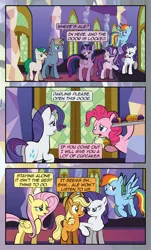 Size: 1920x3169 | Tagged: safe, artist:alexdti, derpibooru import, applejack, fluttershy, pinkie pie, rainbow dash, rarity, twilight sparkle, twilight sparkle (alicorn), oc, oc:marco, oc:umberto, alicorn, earth pony, pegasus, pony, unicorn, comic:quest for friendship, cupcake, female, food, high res, horn, image, jpeg, male, mane six, mare, stallion, unicorn oc