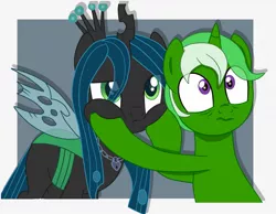 Size: 1280x995 | Tagged: safe, artist:chip16, derpibooru import, queen chrysalis, oc, oc:chain whip, image, jpeg