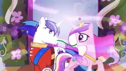 Size: 800x450 | Tagged: safe, derpibooru import, edit, edited screencap, screencap, princess cadance, shining armor, alicorn, pony, unicorn, a canterlot wedding, 1000 hours in ms paint, duo, female, image, male, png, runny nose, snot, snot edit