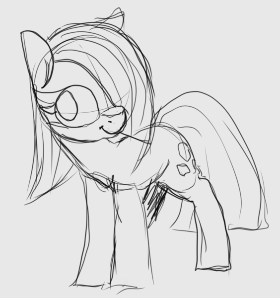Size: 782x832 | Tagged: safe, artist:lockheart, derpibooru import, marble pie, earth pony, pony, cute, female, gray background, hair over one eye, image, marblebetes, mare, monochrome, png, simple background, sketch, solo