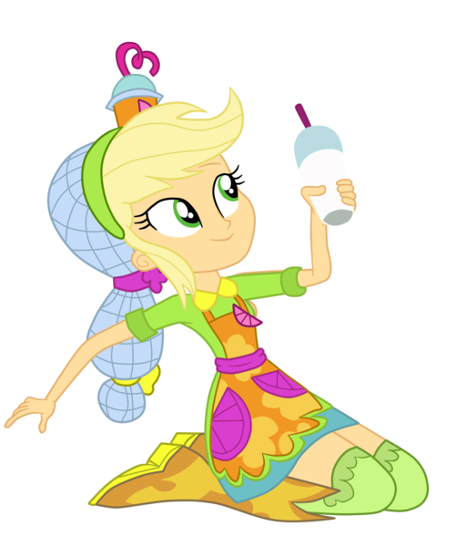 Size: 1719x2054 | Tagged: safe, artist:gmaplay, derpibooru import, applejack, eqg summertime shorts, equestria girls, shake things up!, clothes, image, png, socks, solo, thigh highs