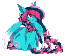 Size: 2647x2266 | Tagged: safe, artist:mediasmile666, derpibooru import, oc, oc:layta rc, unofficial characters only, pegasus, pony, art trade, braid, colored wings, colored wingtips, cutie mark, eye clipping through hair, female, gradient wings, image, mare, png, sidemouth, simple background, sitting, smiling, solo, speedpaint available, tongue out, transparent background, wings