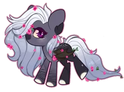 Size: 700x520 | Tagged: safe, artist:f-luffbutt, derpibooru import, oc, oc:cole, bat pony, pony, chibi, female, flower, image, mare, png, simple background, solo, transparent background