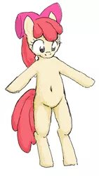Size: 471x835 | Tagged: safe, artist:seidouryu, derpibooru import, apple bloom, earth pony, pony, apple bloom's bow, belly button, bipedal, bow, female, filly, hair bow, image, jpeg, solo