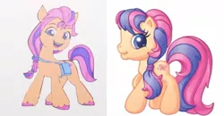 Size: 1237x645 | Tagged: safe, derpibooru import, screencap, scootaloo, scootaloo (g3), sunny starscout, earth pony, pony, comparison, g3, g3.5, g5, image, jpeg