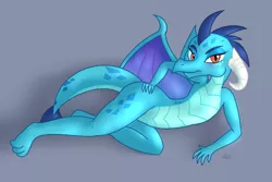 Size: 1500x1000 | Tagged: safe, artist:zeklullaby, derpibooru import, princess ember, dragon, dragoness, draw me like one of your french girls, female, gray background, image, png, simple background, solo
