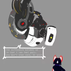 Size: 1000x1000 | Tagged: safe, artist:skydreams, derpibooru import, oc, oc:reflective mind, fallout equestria, glados, image, nun, png, portal (valve), sketch, sweat, sweatdrop