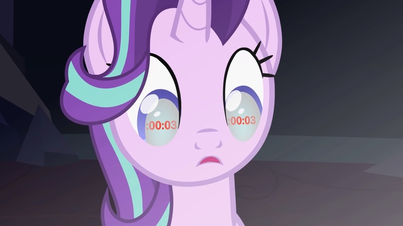 Size: 1678x943 | Tagged: safe, artist:forgalorga, derpibooru import, starlight glimmer, counter, eye reflection, image, jpeg, reflection, solo, the first starlight, wide eyes, zoomed in