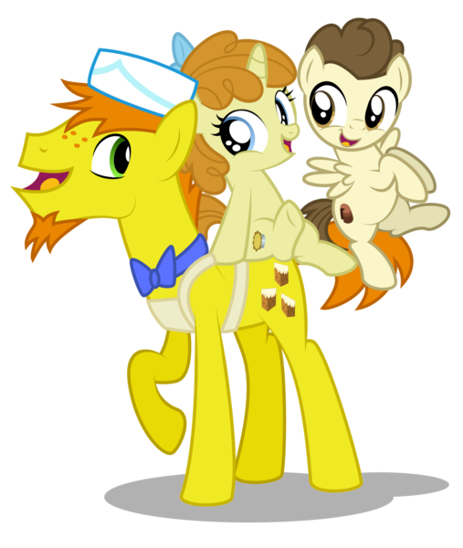 Size: 1600x1893 | Tagged: safe, artist:aleximusprime, derpibooru import, carrot cake, pound cake, pumpkin cake, earth pony, pegasus, pony, beard, facial hair, father's day, image, png, simple background, transparent background, younger