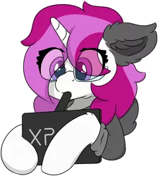 Size: 4548x5067 | Tagged: safe, artist:skylarpalette, derpibooru import, oc, oc:skylar palette, unofficial characters only, pony, unicorn, bust, cheek fluff, clothes, concentrating, cute, drawing, drawing tablet, ear fluff, female, fluffy, focused, glasses, hoodie, hoof fluff, horn, image, mare, png, simple background, simple shading, transparent background, unicorn oc