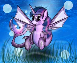 Size: 1024x830 | Tagged: safe, artist:rubyredorca, derpibooru import, twilight sparkle, twilight sparkle (alicorn), alicorn, hippocampus, merpony, pony, seapony (g4), bubble, crepuscular rays, female, fin wings, fish tail, flowing tail, horn, image, looking at you, ocean, png, purple eyes, seaponified, seapony twilight, seaweed, signature, smiling, solo, species swap, swimming, tail, underwater, water, wings