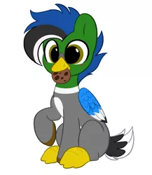 Size: 3560x4096 | Tagged: safe, artist:kittyrosie, derpibooru import, part of a set, oc, unofficial characters only, bird, duck, duck pony, original species, pegasus, pony, adorable face, commission, cookie, cute, duck costume, folded wings, food, happy, image, jpeg, male, ocbetes, pegasus oc, stallion, wings, ych result