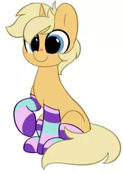 Size: 2892x4096 | Tagged: safe, artist:kittyrosie, derpibooru import, oc, unofficial characters only, pony, unicorn, blue eyes, clothes, cute, horn, image, jpeg, male, ocbetes, raised hoof, simple background, socks, stallion, striped socks, unicorn oc, white background