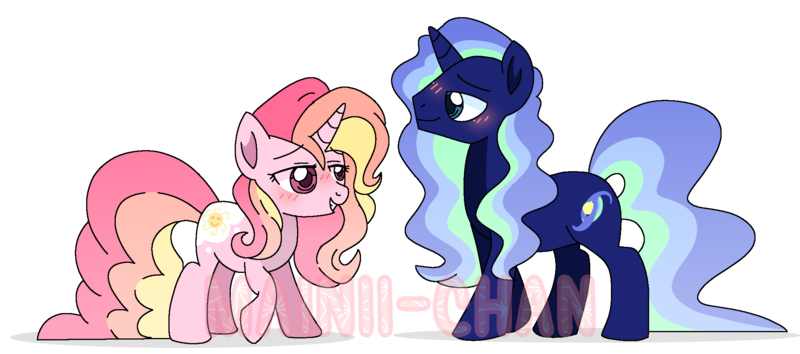 Size: 2052x908 | Tagged: safe, artist:maiii-san, derpibooru import, oc, oc:cherry bloom, unofficial characters only, pony, unicorn, duo, female, grin, horn, image, male, mare, png, raised hoof, simple background, smiling, stallion, transparent background, unicorn oc