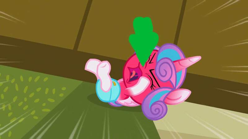 Size: 800x450 | Tagged: safe, derpibooru import, edit, edited screencap, screencap, princess flurry heart, alicorn, pony, a flurry of emotions, 1000 hours in ms paint, baby, diaper, eyes closed, female, image, open mouth, png, rage, red face, runny nose, snot, snot edit, solo